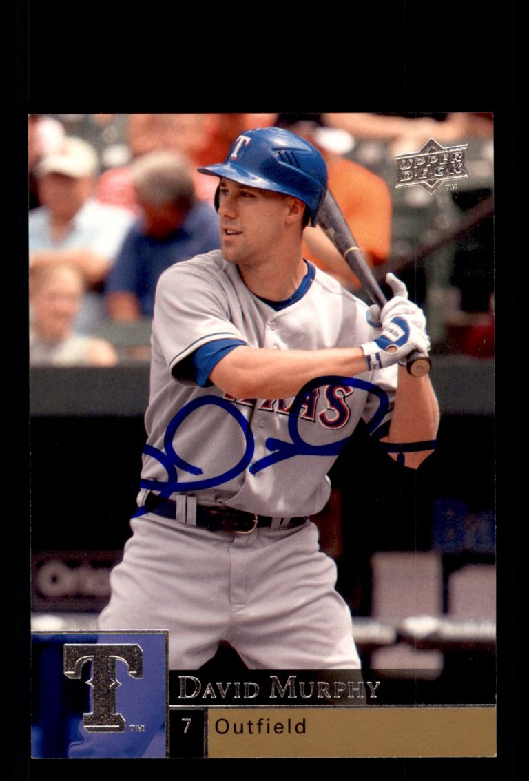 Signed Baseball Card Auto David Murphy 2009 Upper Deck #908 Texas Rangers