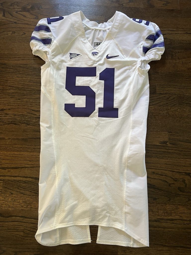 KANSAS STATE K-STATE KSU GAME USED WORN COLLEGE NCAA BIG 12 FOOTBALL JERSEY #51