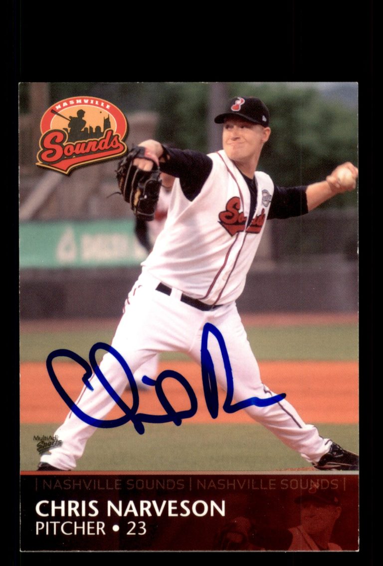Signed Baseball Card Auto Chris Narveson 2008 MultiAd Nashville Sounds