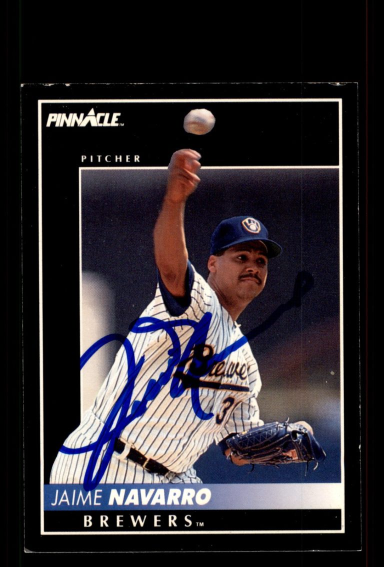 Signed Baseball Card Auto Jaime Navarro 1992 Pinnacle #212 Milwaukee Brewers
