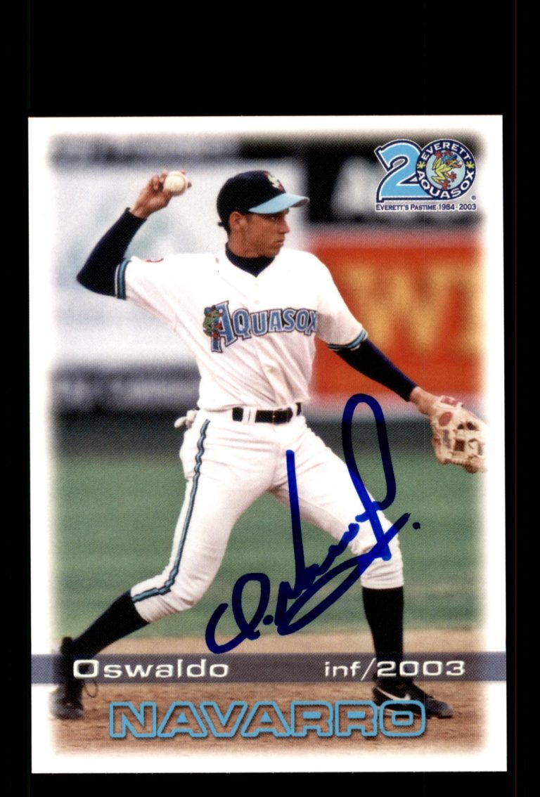 Signed Baseball Card Auto Oswaldo Navarro 2003 Grandstand Everett AquaSox