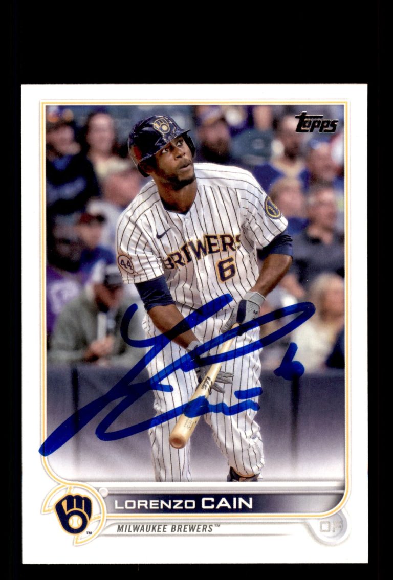 Signed Baseball Card Auto Lorenzo Cain 2022 Topps #442 Milwaukee Brewers