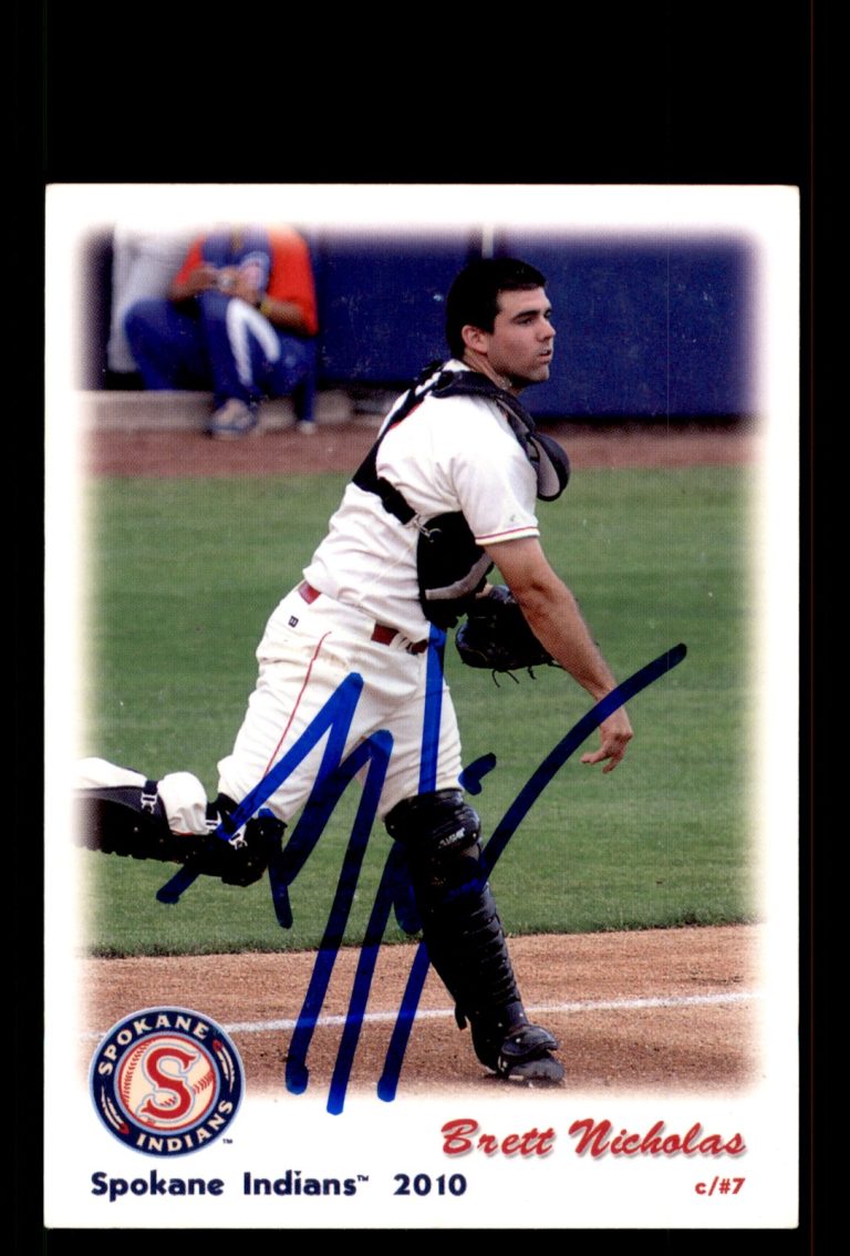 Signed Baseball Card Auto Brett Nicholas 2010 Grandstand Spokane Indians