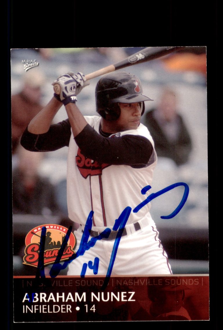 Signed Baseball Card Auto Abraham Nunez 2008 MultiAd Nashville Sounds