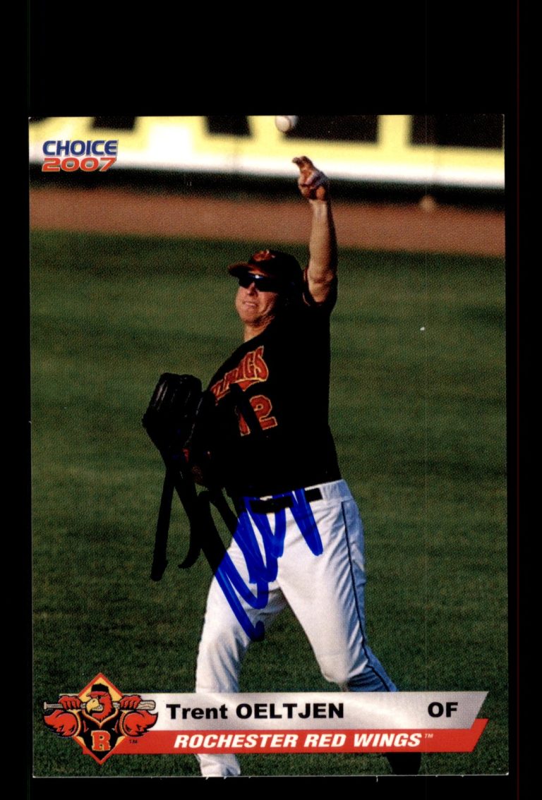 Signed Baseball Card Auto Trent Oeltjen 2007 Choice Rochester Red Wings