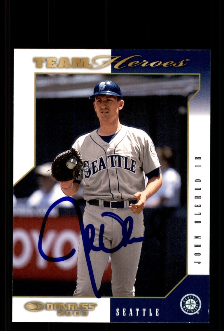 Signed Baseball Card Auto John Olerud 2003 Donruss Team Heroes #464 Mariners