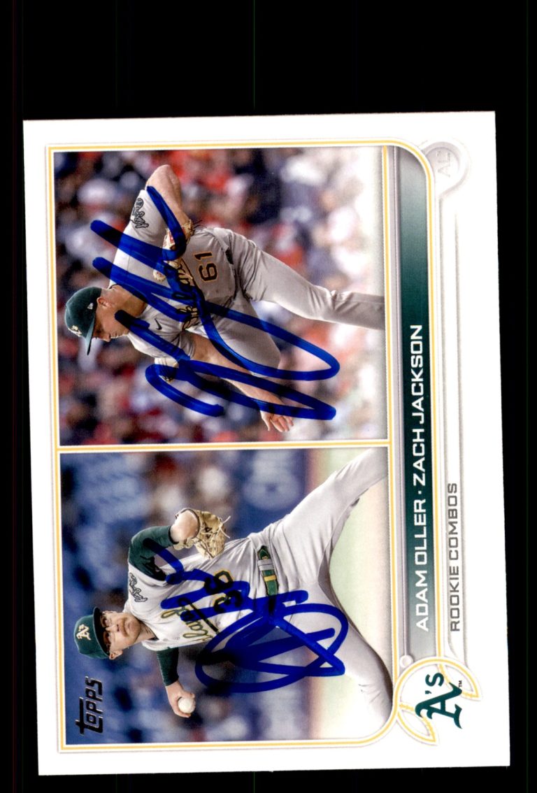 Signed Baseball Card Auto Adam Oller Zach Jackson 2022 Topps #US254 Oakland A's