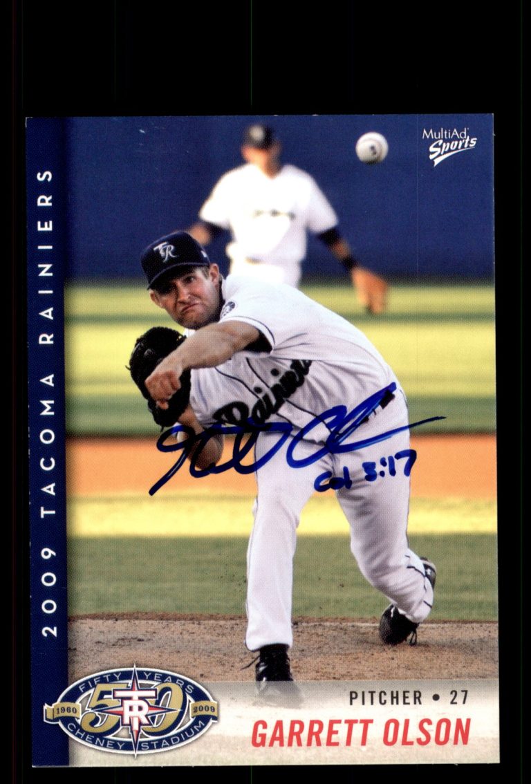 Signed Baseball Card Auto Garrett Olson 2009 MultiAd Tacoma Rainiers
