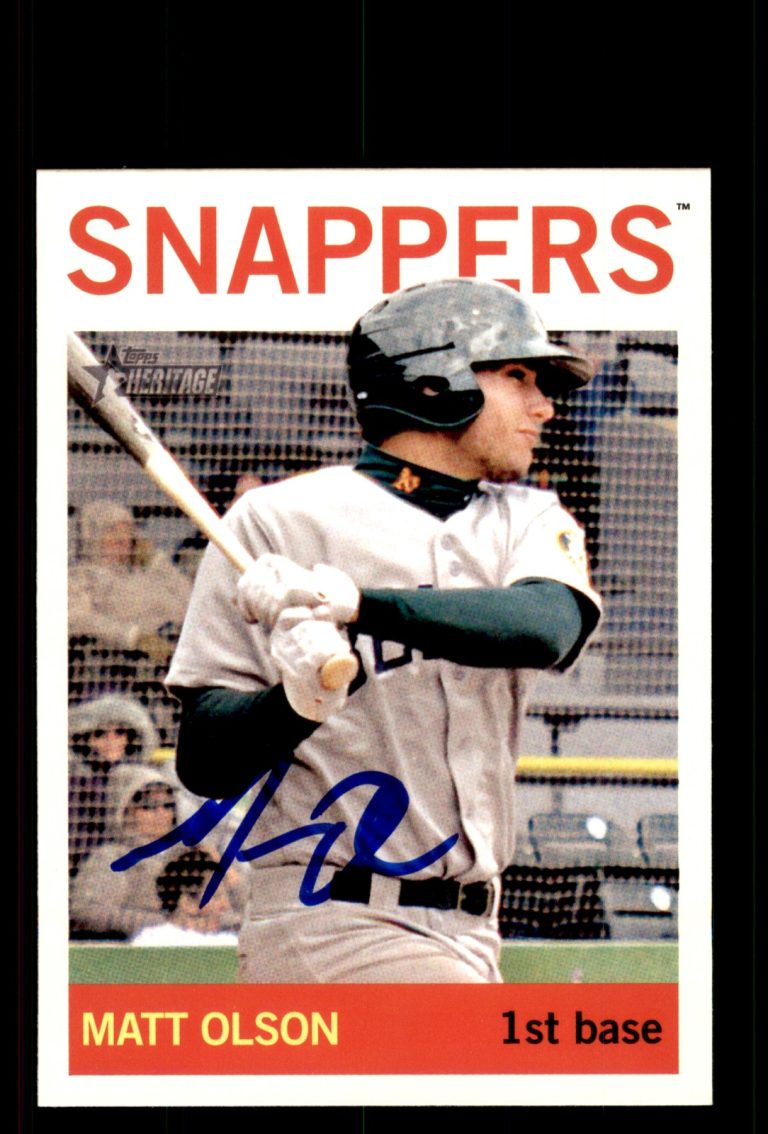 Signed Baseball Card Auto Matt Olson 2013 Topps Heritage Minor League #92