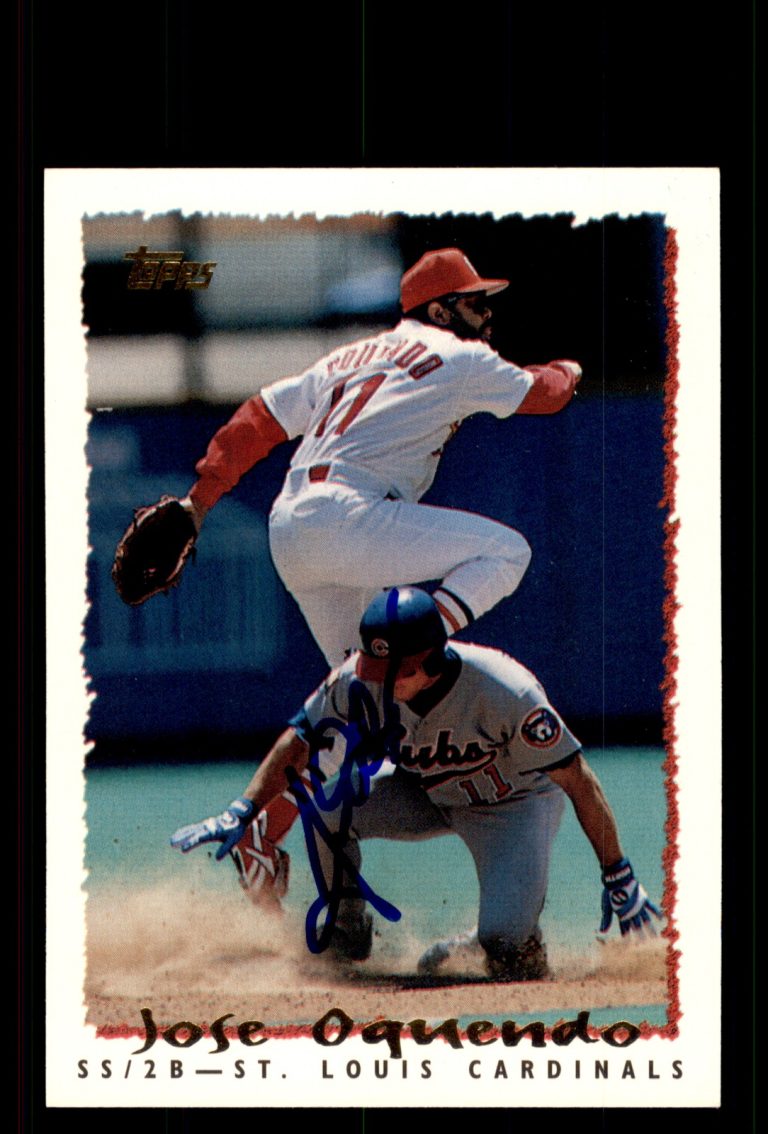 Signed Baseball Card Auto Jose Oquendo 1995 Topps #291 St. Louis Cardinals