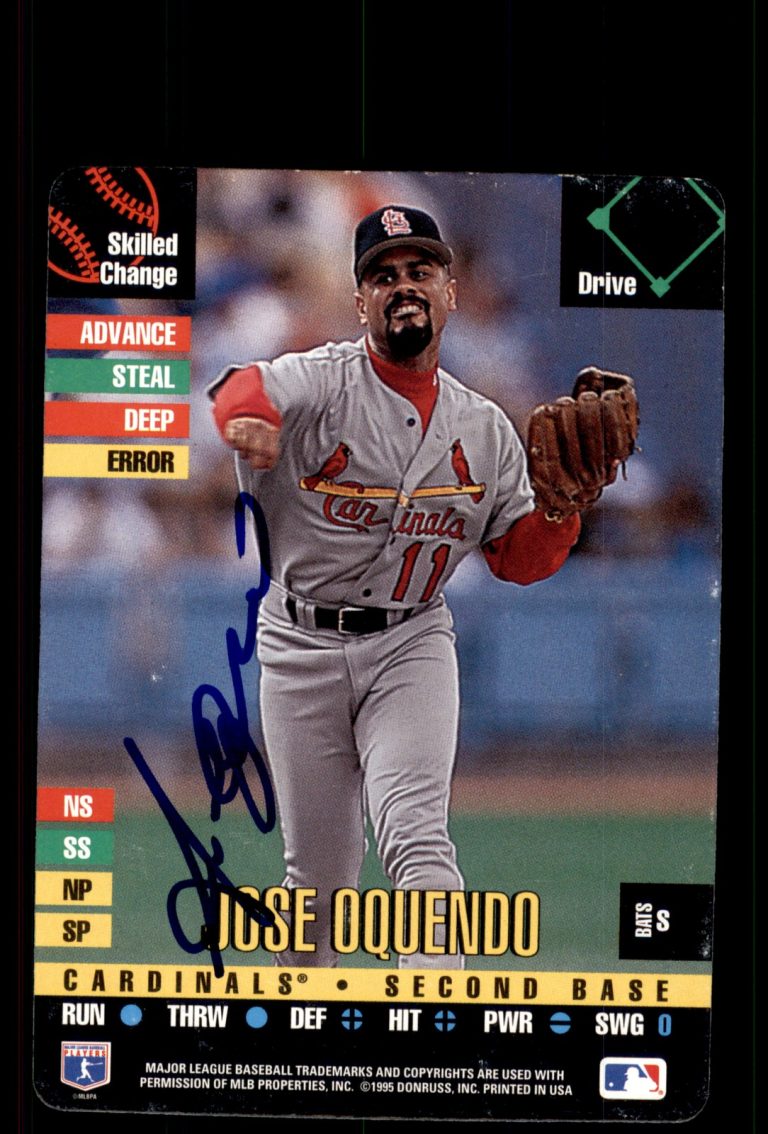 Signed Baseball Card Auto Jose Oquendo 1995 Donruss Top of the Order Cardinals