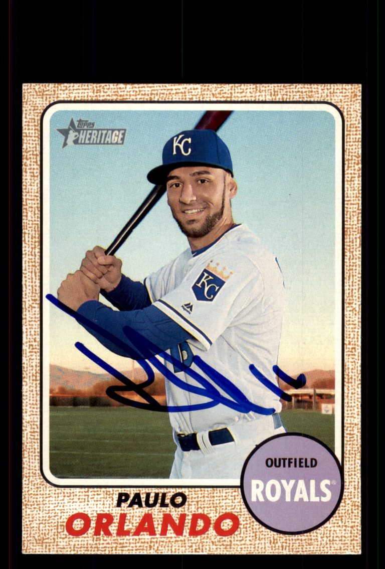 Signed Baseball Card Auto Paulo Orlando 2017 Topps Heritage #276 Royals