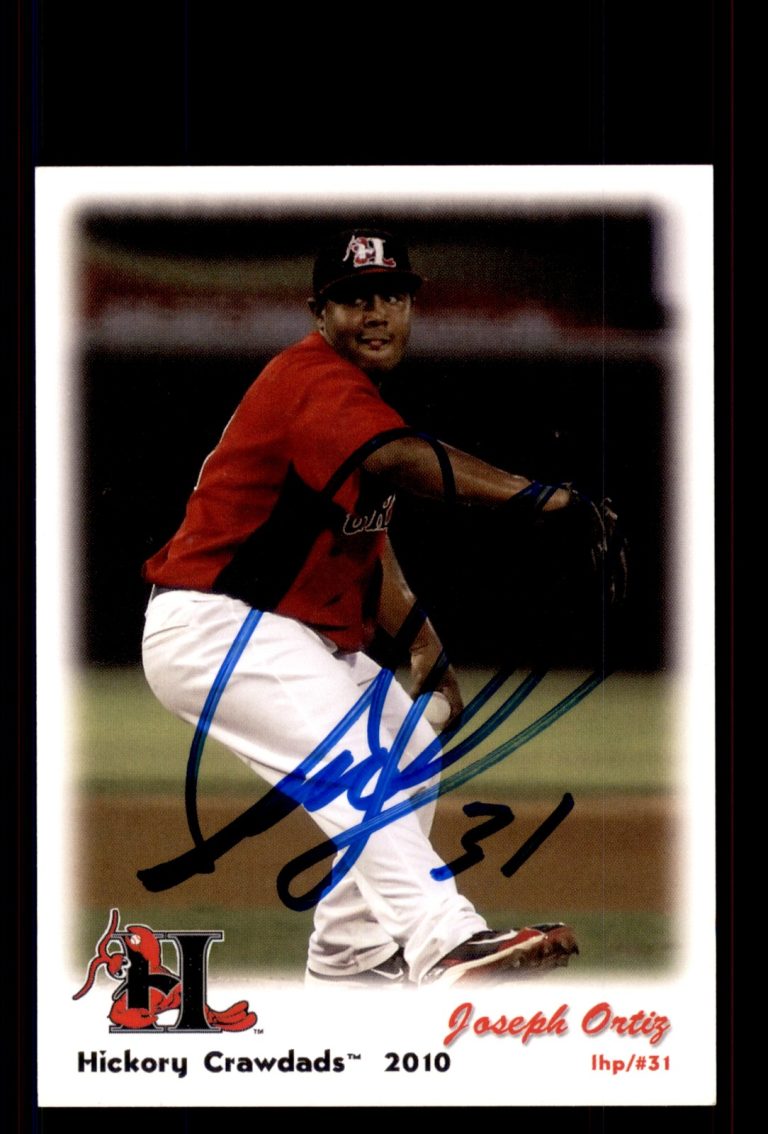 Signed Baseball Card Auto Joseph Ortiz 2010 Grandstand Hickory Crawdads