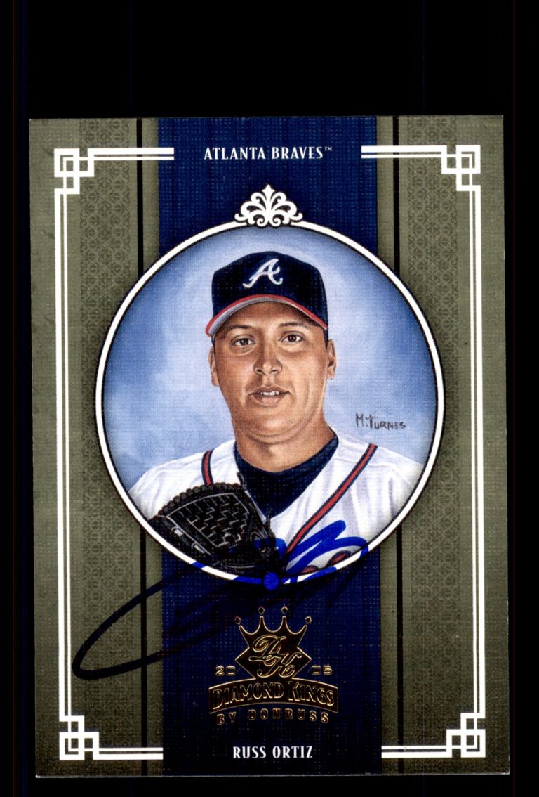 Signed Baseball Card Auto Russ Ortiz 2005 Donruss Diamond Kings #23 Braves