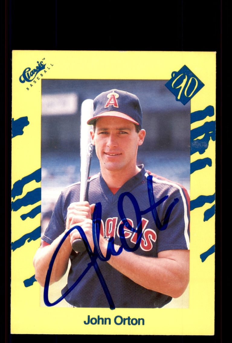 Signed Baseball Card Auto John Orton 1990 Classic Yellow #T61 California Angels