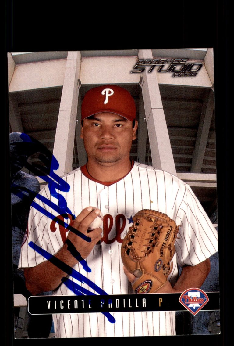 Signed Baseball Card Auto Vicente Padilla 2003 Donruss Studio #164 Phillies