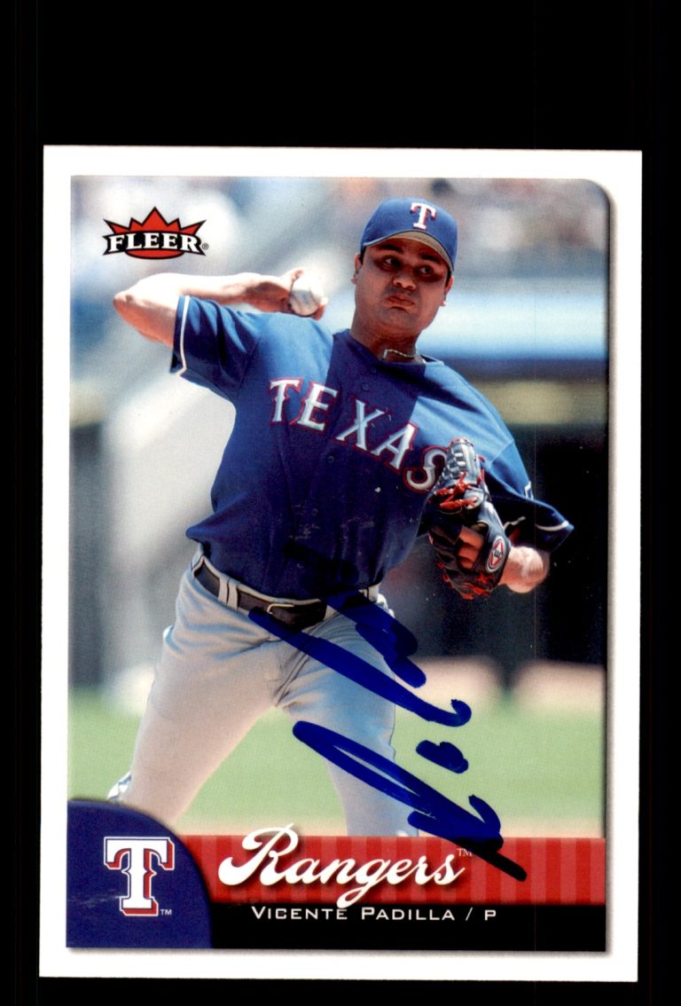 Signed Baseball Card Auto Vicente Padilla 2007 Fleer #21 Texas Rangers