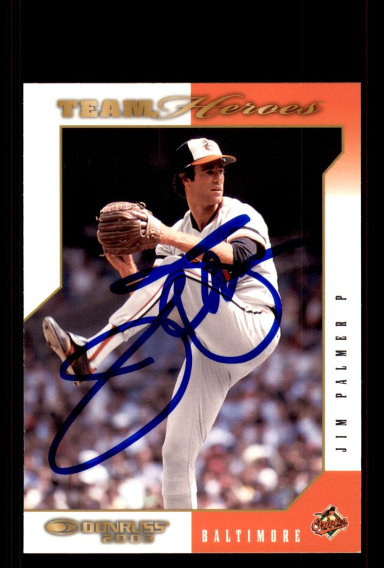 Signed Baseball Card Auto Jim Palmer 2003 Donruss Team Heroes #61 Orioles