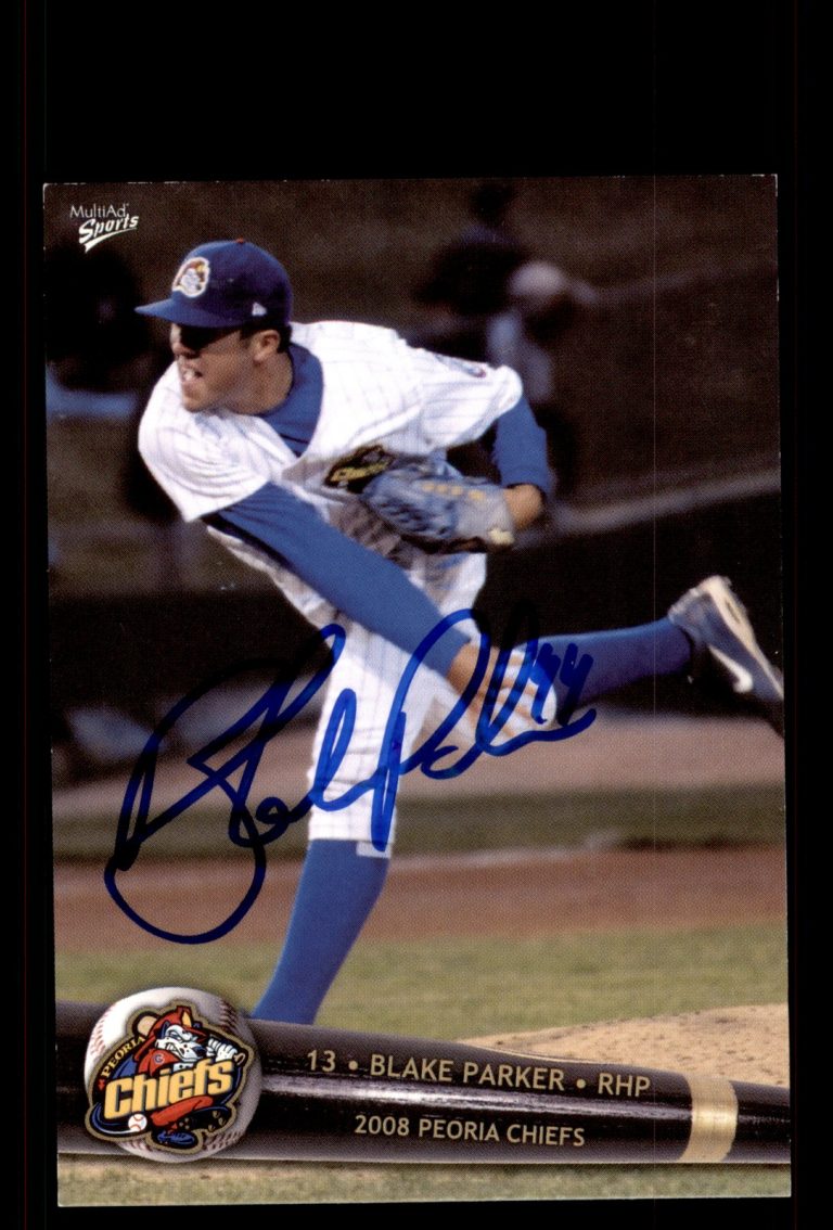 Signed Baseball Card Auto Blake Parker 2008 MultiAd Peoria Chiefs