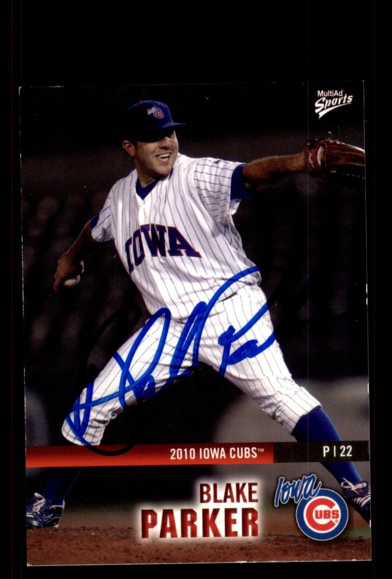 Signed Baseball Card Auto Blake Parker 2010 MultiAd Iowa Cubs #27 Iowa Cubs