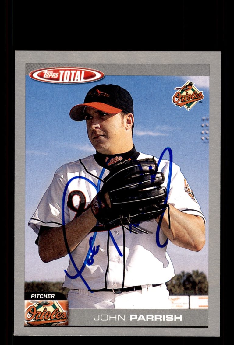 Signed Baseball Card Auto John Parrish 2004 Topps Total #93 Orioles Silver