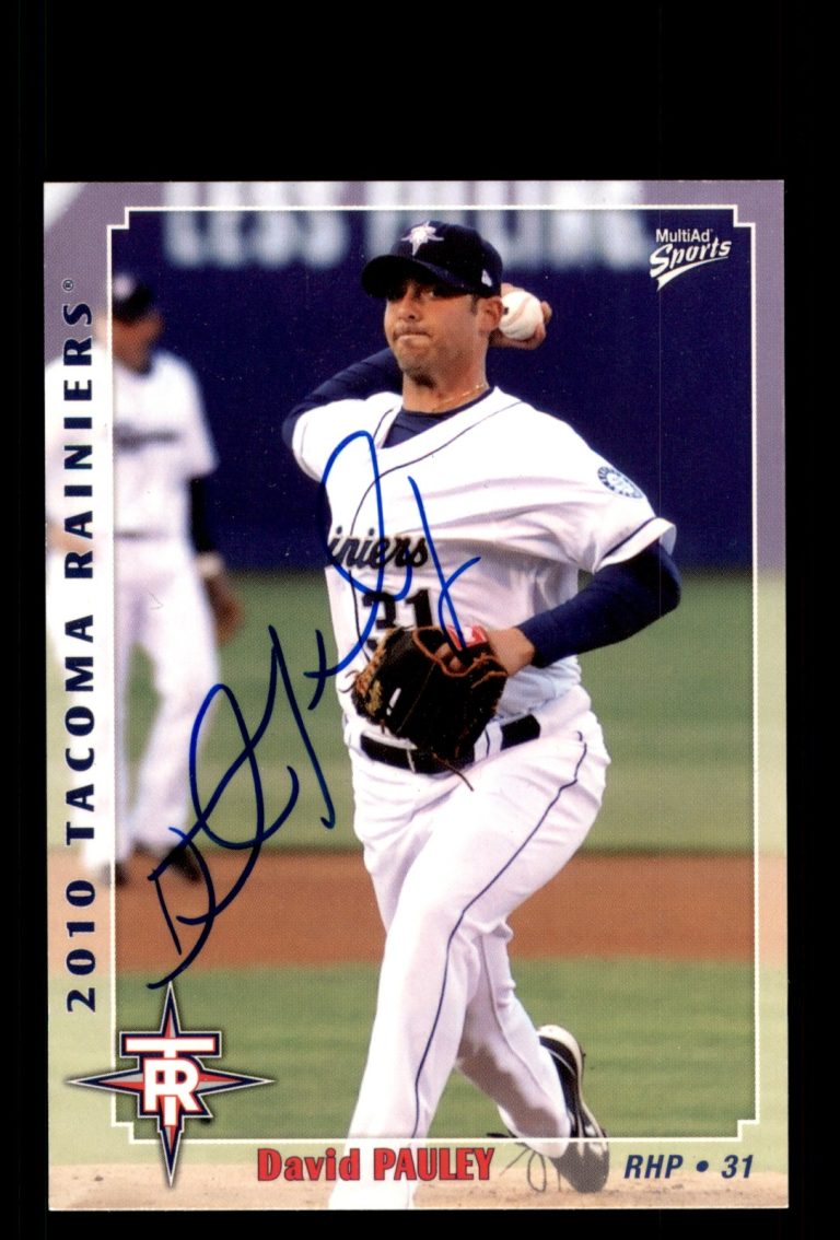 Signed Baseball Card Auto David Pauley 2010 MultiAd Tacoma Rainiers