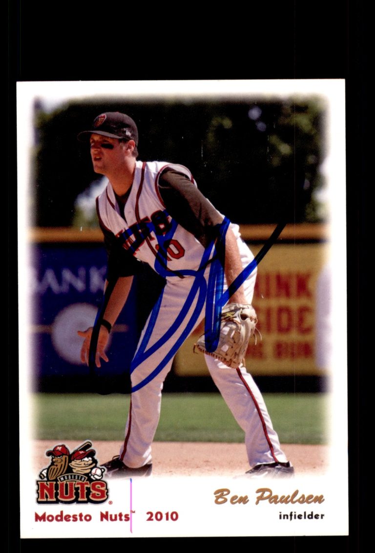 Signed Baseball Card Auto Ben Paulsen 2010 Grandstand Modesto Nuts