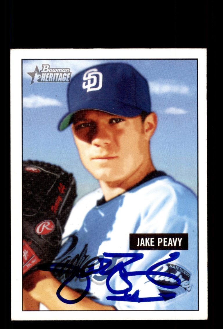 Signed Baseball Card Auto Jake Peavy 2005 Bowman Heritage #153 San Diego Padres