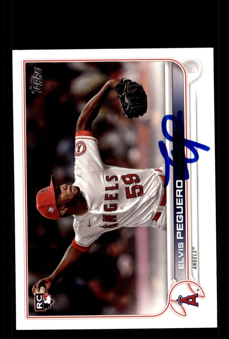 Signed Baseball Card Auto Elvis Peguero 2022 Topps #541 Los Angeles Angels