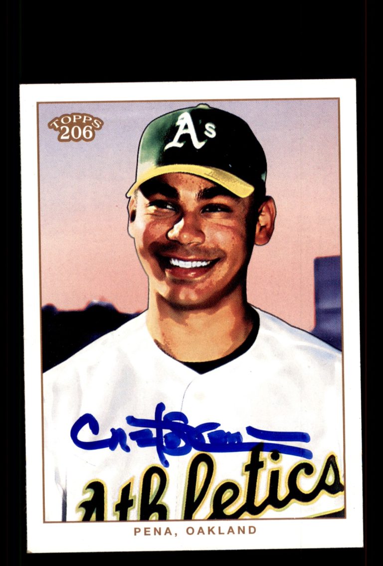 Signed Baseball Card Auto Carlos Pena 2002 Topps 206 #264 Oakland Athletics