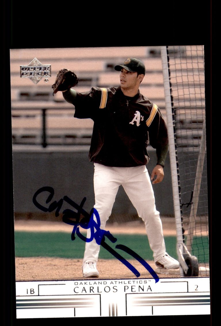 Signed Baseball Card Auto Carlos Pena 2002 Upper Deck #557 Oakland Athletics