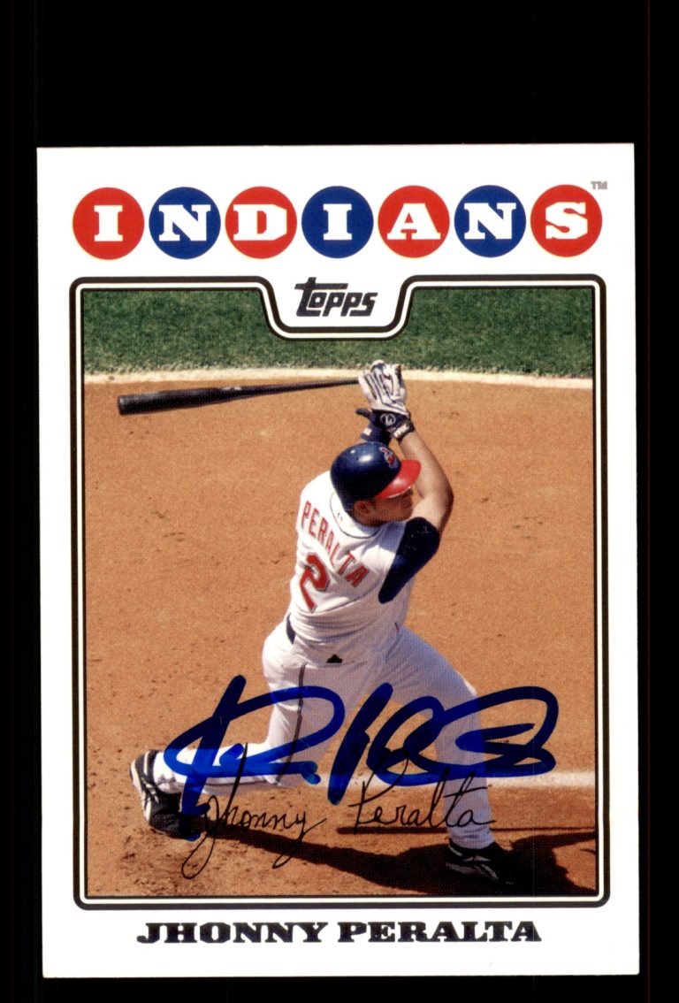 Signed Baseball Card Auto Jhonny Peralta 2008 Topps #336 Cleveland Indians
