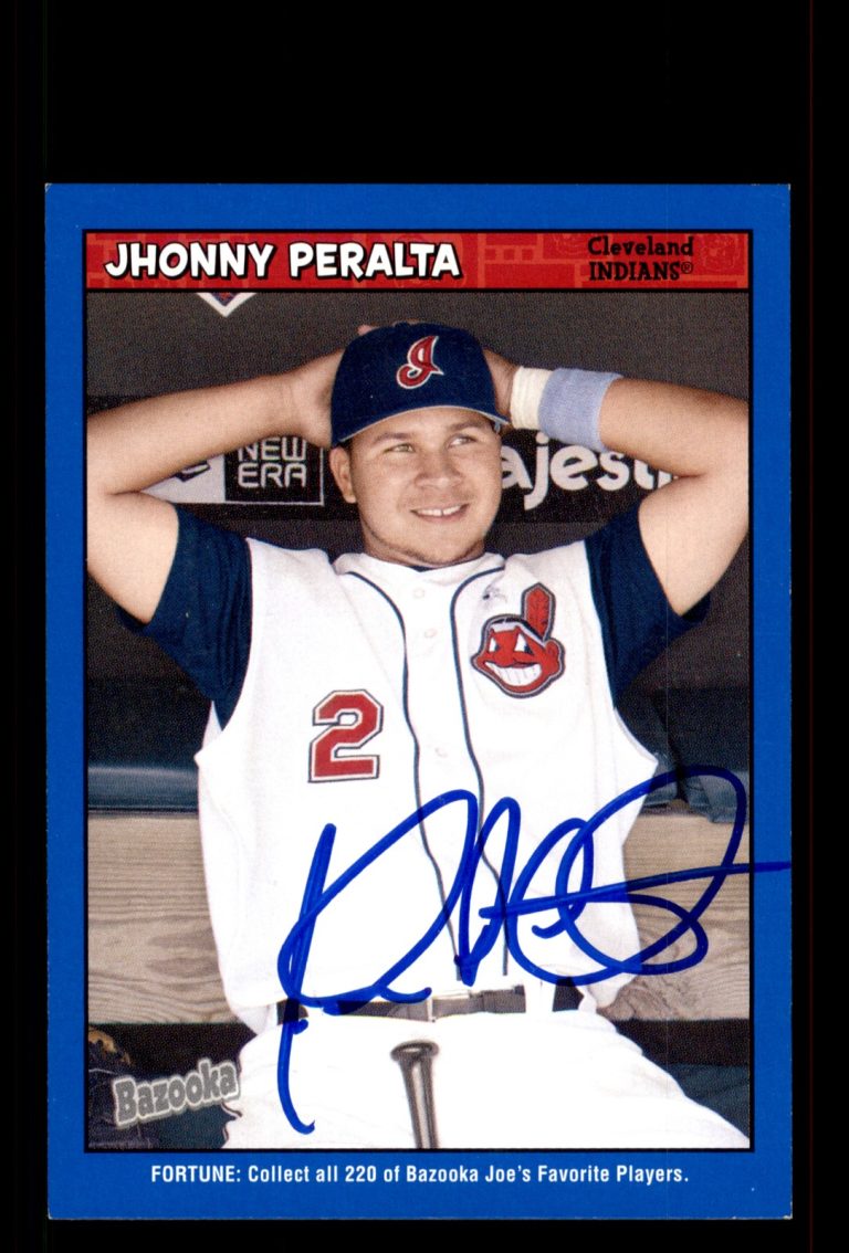 Signed Baseball Card Auto Jhonny Peralta 2006 Bazooka #82 Indians Blue
