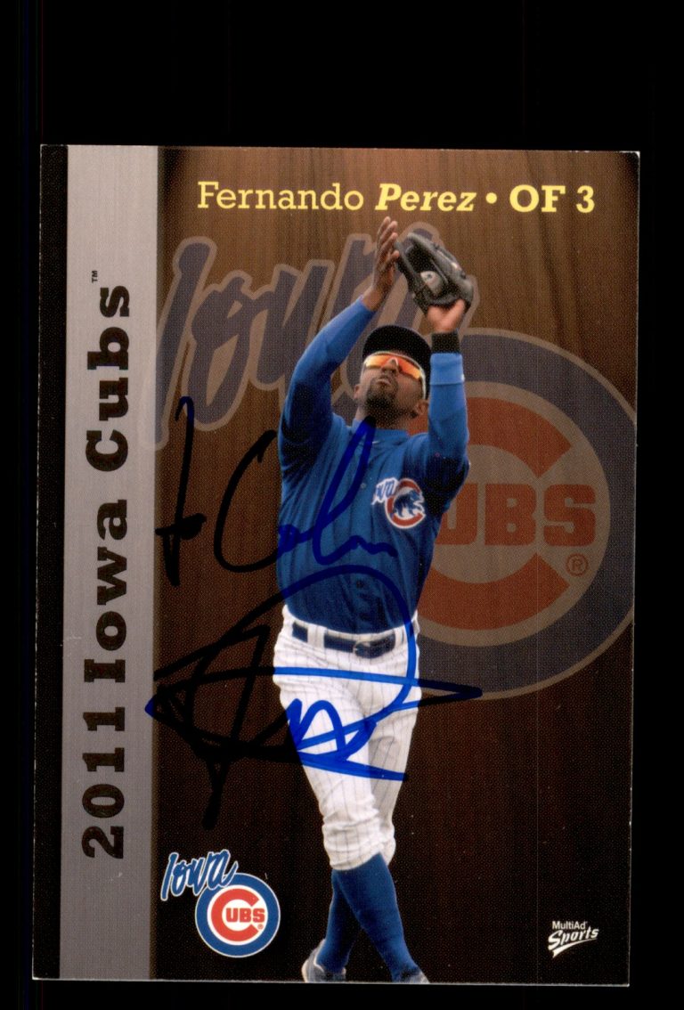 Signed Baseball Card Auto Fernando Perez 2011 MultiAd Iowa Cubs
