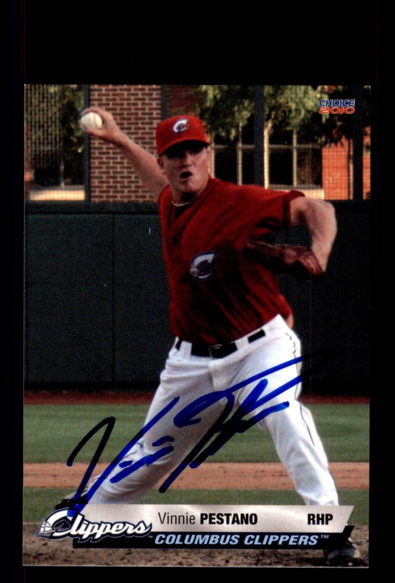 Signed Baseball Card Auto Vinnie Pestano 2010 Choice Columbus Clippers