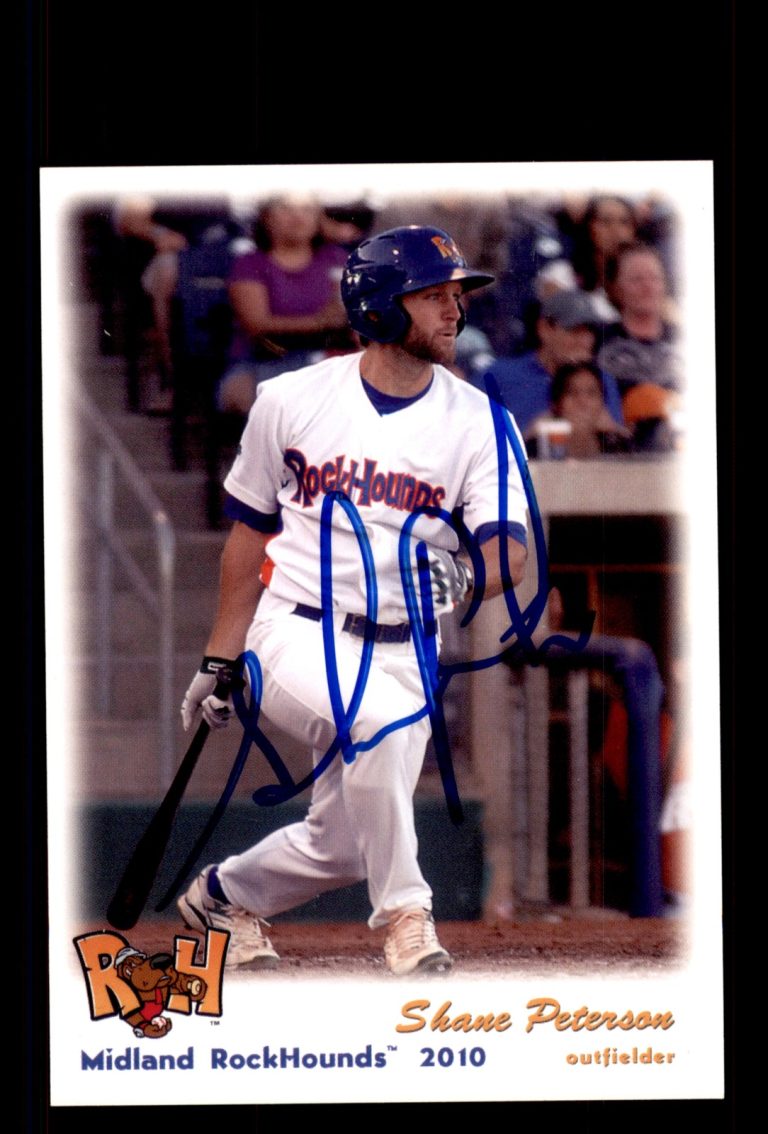 Signed Baseball Card Auto Shane Peterson 2010 Midland RockHounds
