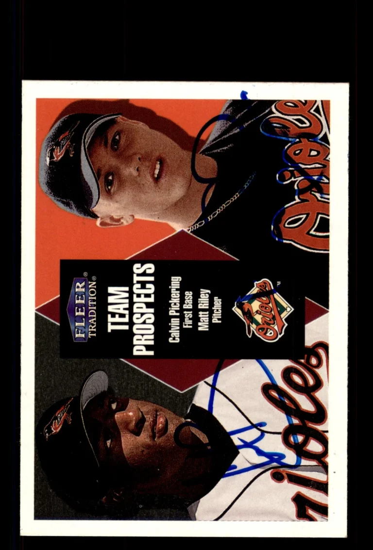 Signed Baseball Card Auto Calvin Pickering / Matt Riley 2000 Fleer Tradition #16