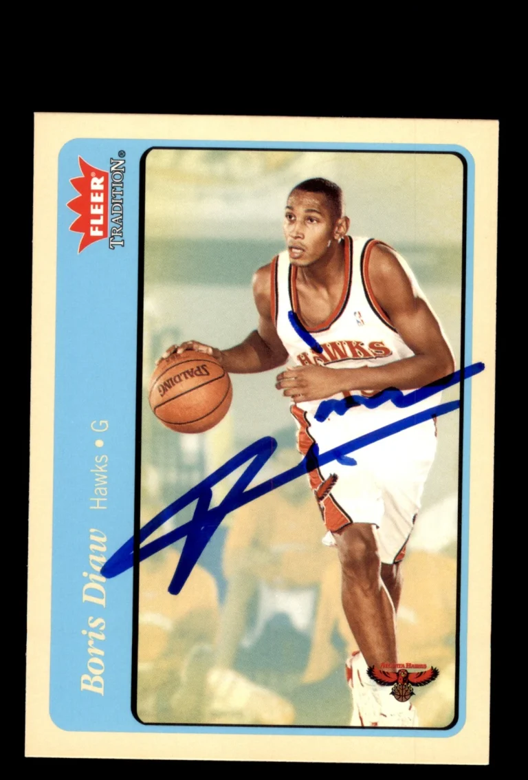 Signed Basketball Card Auto Boris Diaw 2004-05 Fleer Tradition #2 Hawks Blue