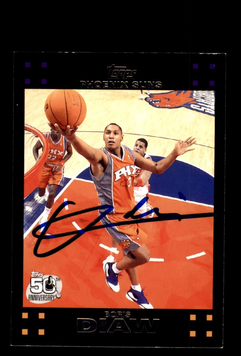 Signed Basketball Card Auto Boris Diaw 2007-08 Topps #63 Phoenix Suns