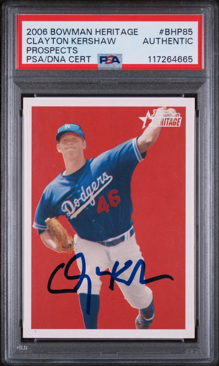 Signed Baseball Card Auto Clayton Kershaw 2006 Bowman Heritage RC PSA/DNA