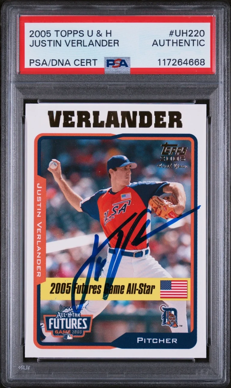 Signed Baseball Card Auto Justin Verlander 2005 Topps RC #UH220 PSA/DNA