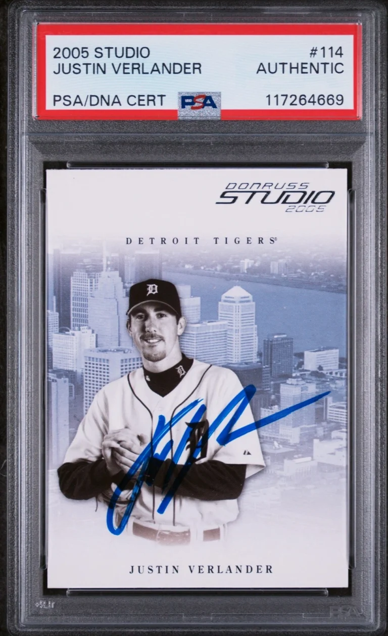 Signed Baseball Card Auto Justin Verlander 2005 Donruss Studio #114 PSA/DNA