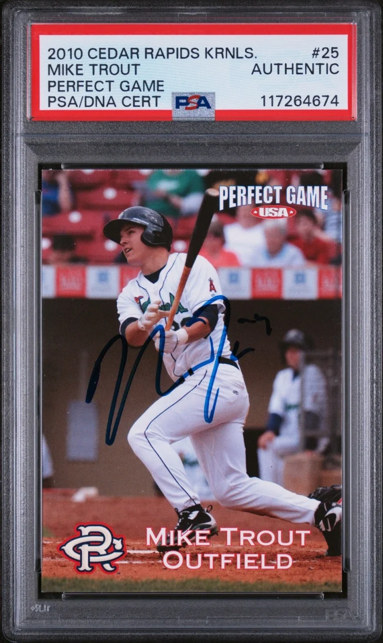 Signed Baseball Card Mike Trout 2010 Cedar Rapids Kernels Perfect Game PSA/DNA