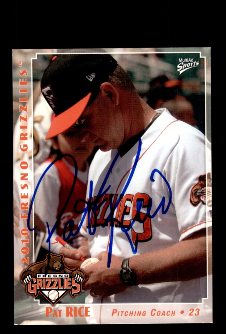 Signed Baseball Card Auto Pat Rice 2010 MultiAd Fresno Grizzlies