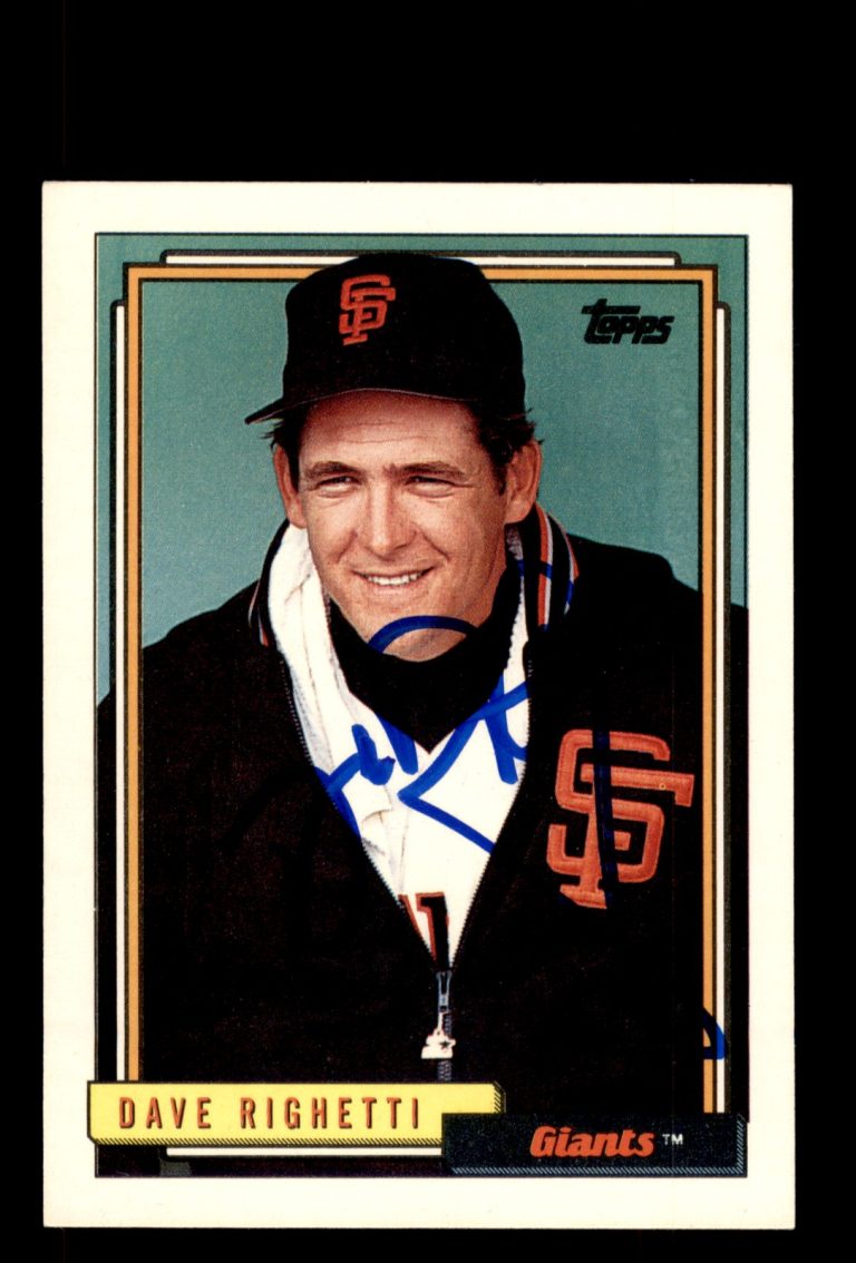 Signed Baseball Card Auto Dave Righetti 1992 Topps #35 San Francisco Giants