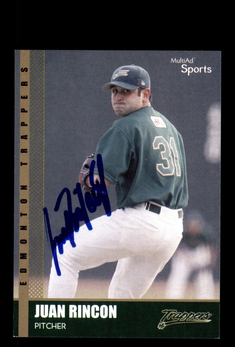 Signed Baseball Card Auto Juan Rincon 2002 MultiAd Edmonton Trappers