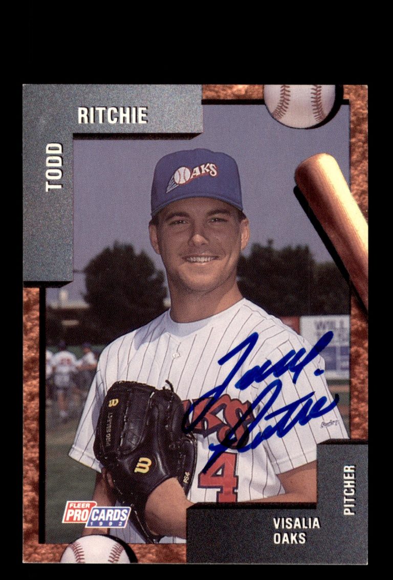 Signed Baseball Card Auto Todd Ritchie 1992 Fleer ProCards #1014 Visalia Oaks