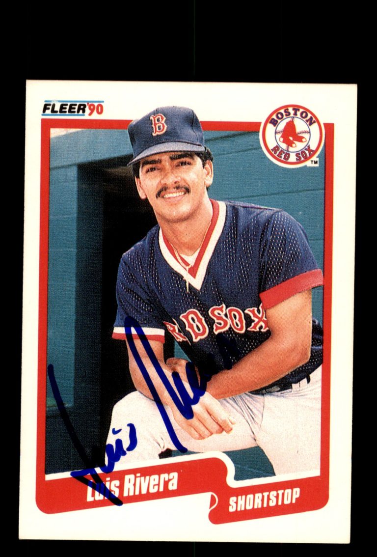 Signed Baseball Card Auto Luis Rivera 1990 Fleer #285 Boston Red Sox
