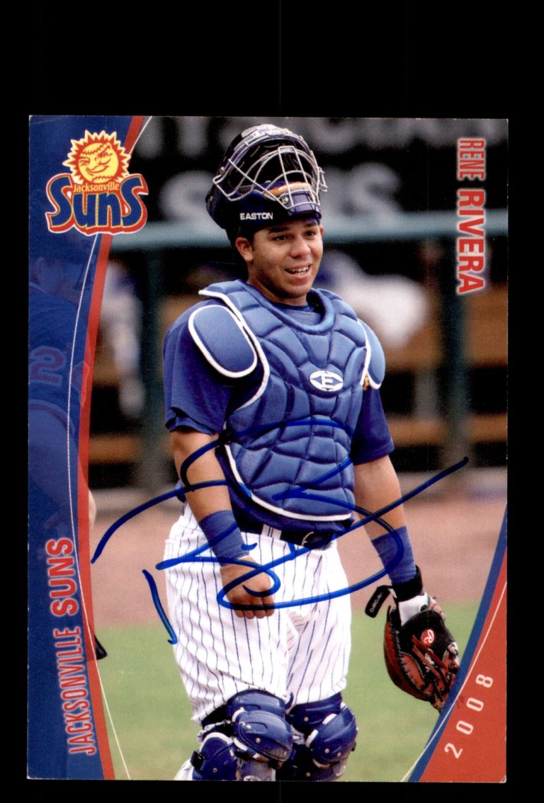 Signed Baseball Card Auto Rene Rivera 2008 Grandstand Jacksonville Suns