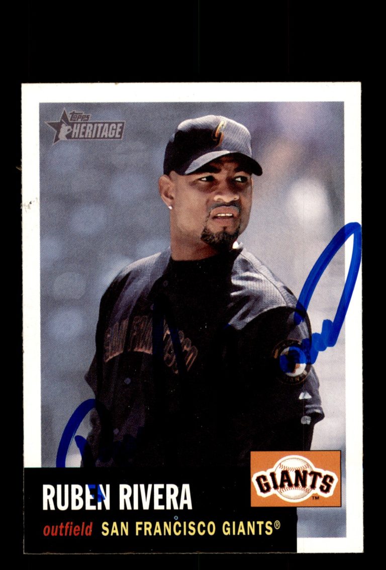 Signed Baseball Card Auto Ruben Rivera 2002 Topps Heritage #348 Giants